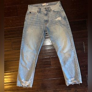 Kancan distressed Jean, high rise, straight ankle, acid wash